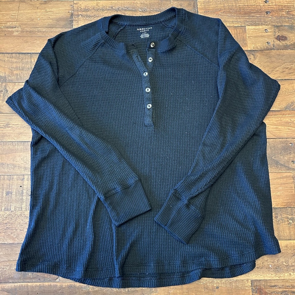 American Eagle Women’s Black Henley Shirt